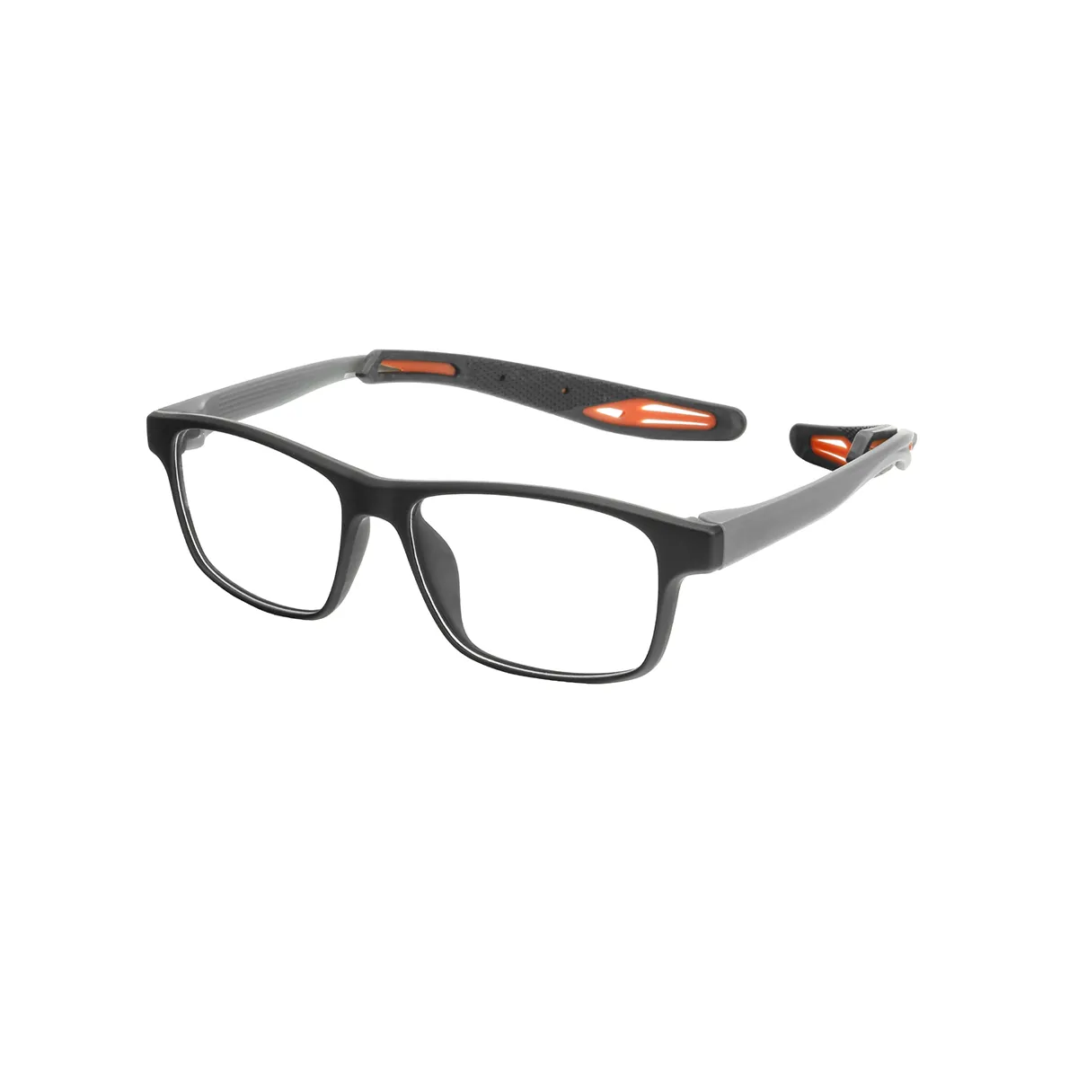 Rankin - Rectangle Black-Orange Glasses for Men