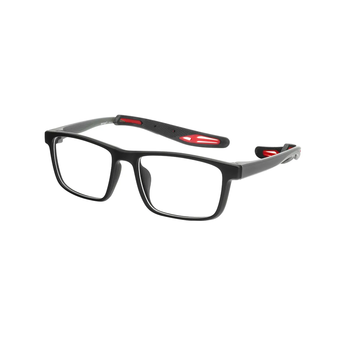 Sports Rectangle Black-Red Glasses for Men