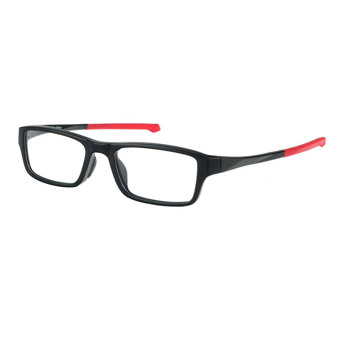 Sports Rectangle Black-Orange Eyeglasses for Women & Men