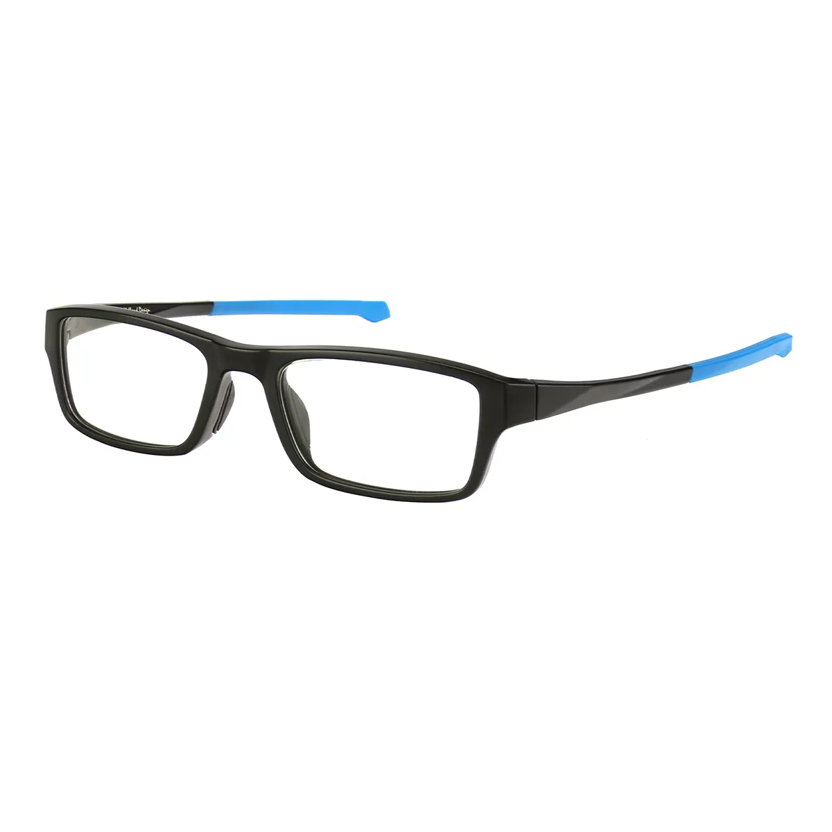 Sports Rectangle Black-Blue Glasses for Men & Women