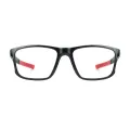 Darwin - Rectangle Black-Red Glasses for Men