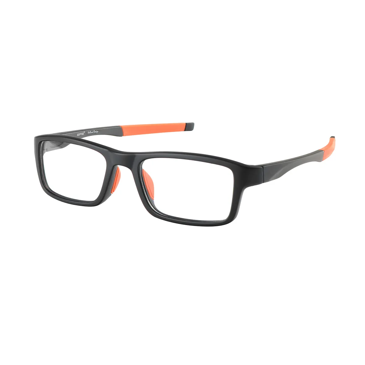 Sports Rectangle Grey-Red Eyeglasses for Men