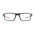 Ned - Rectangle Black-Orange Glasses for Men