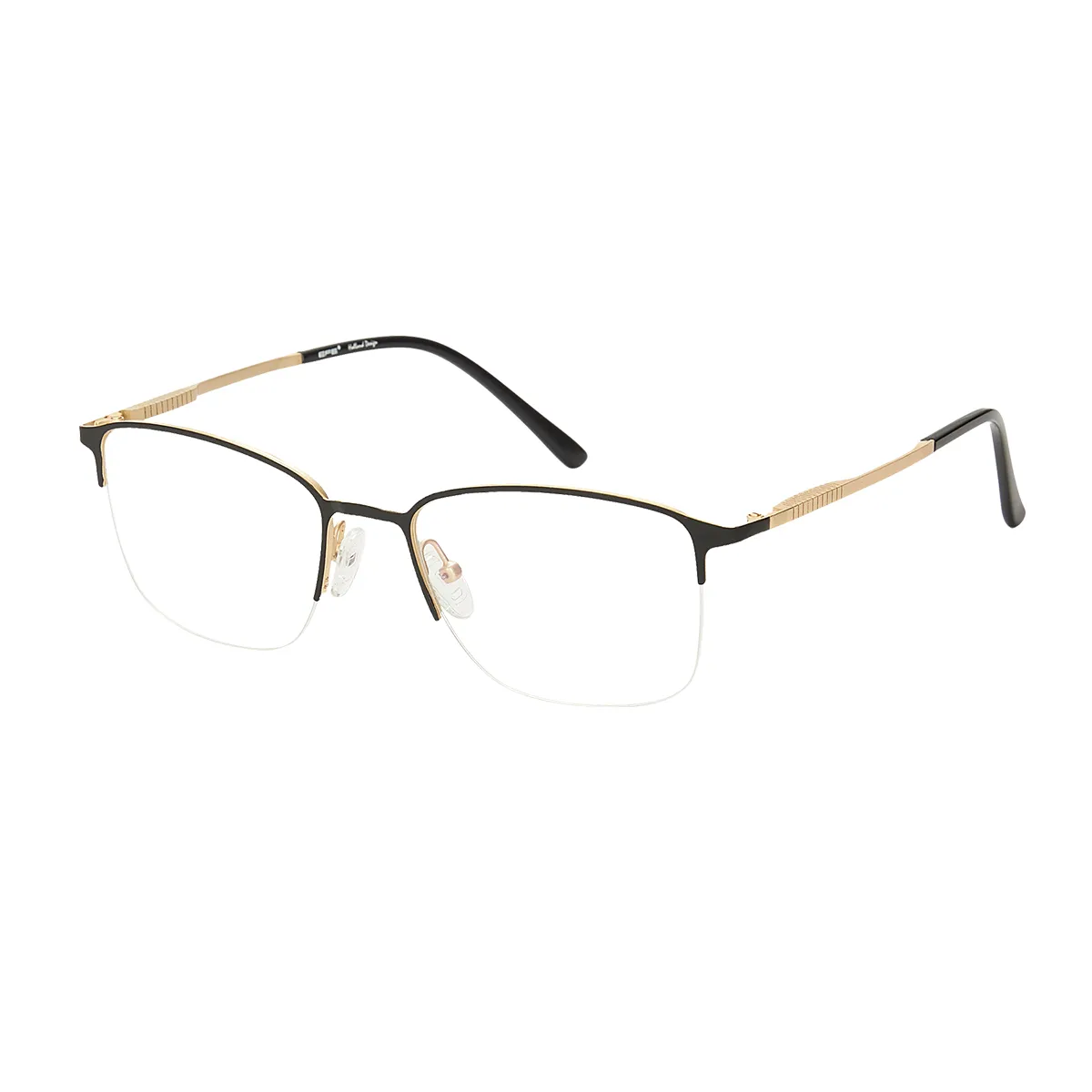 Nolan - Rectangle Black-Gold Glasses for Men