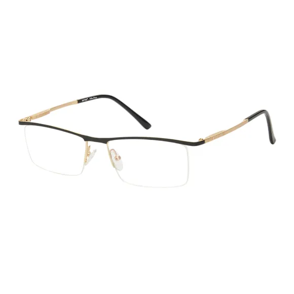 browline black-gold eyeglasses