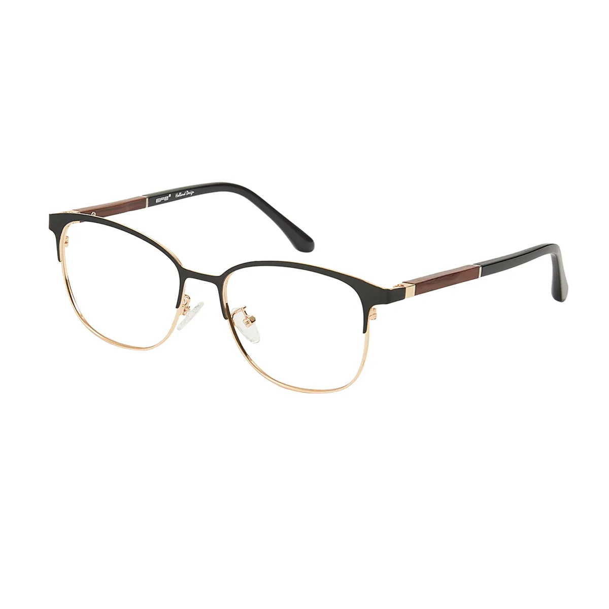 Frieda - Browline Black-Gold Glasses for Men