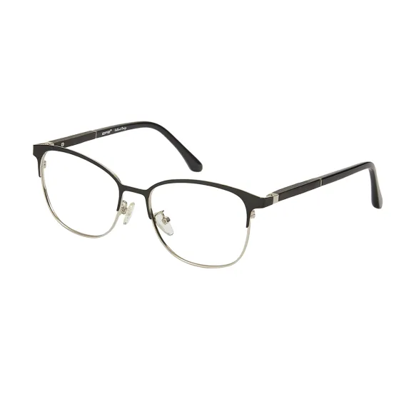 browline black-silver eyeglasses