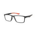 Olga - Rectangle Black-Orange Glasses for Men