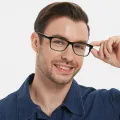 Charles - Rectangle Black-Blue Glasses for Men