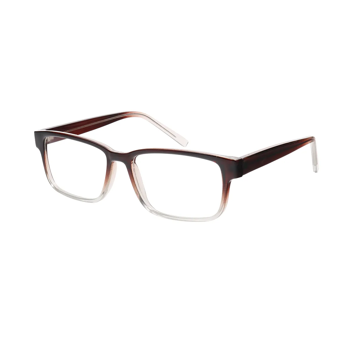 Randy - Rectangle Brown-Transparent Glasses for Men
