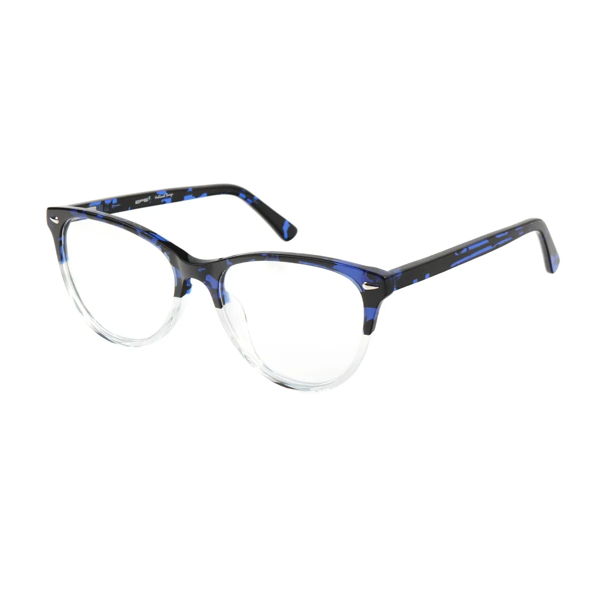 Jone - Oval Blue-Tortoiseshell Glasses for Women - EFE
