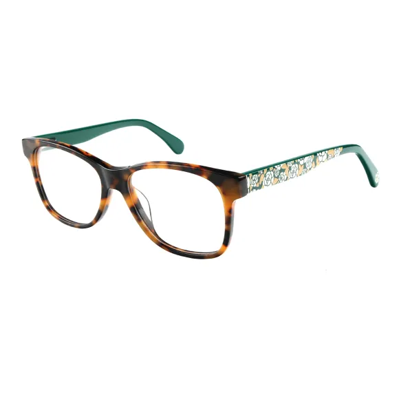 square demi-green eyeglasses