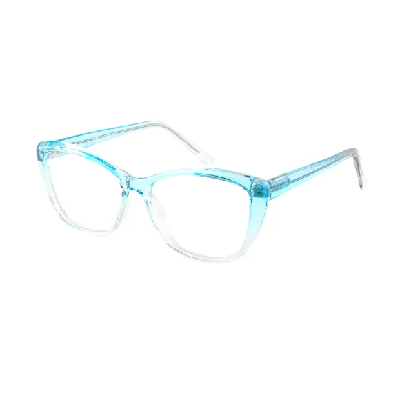 cat-eye transparent-blue eyeglasses