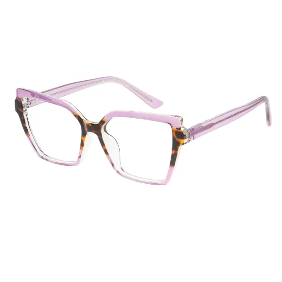 square transparent-purple eyeglasses