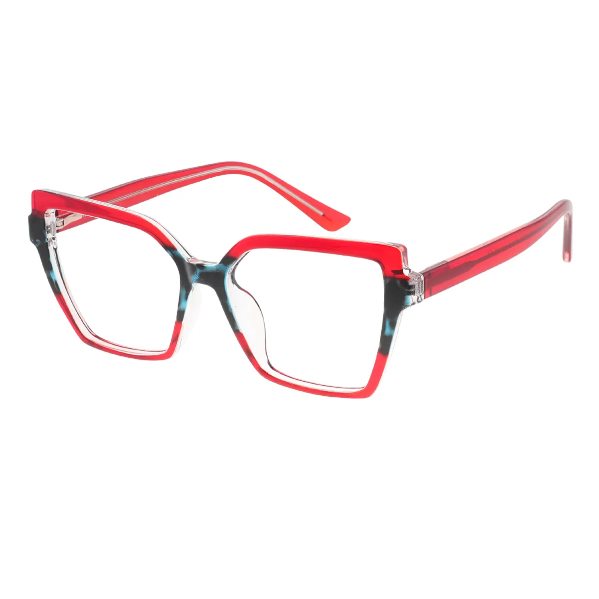 Elfreda - Square Red Glasses for Women