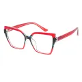 Elfreda - Square Red Glasses for Women