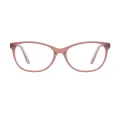 Nettie - Oval Transparent-pink Glasses for Women