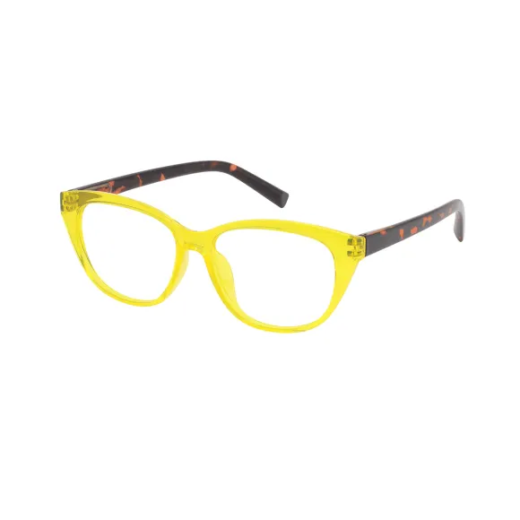cat-eye transparent-yellow eyeglasses