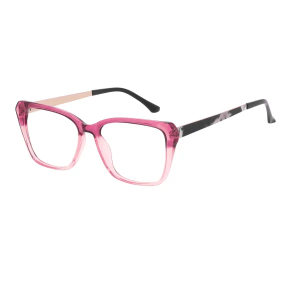 square transparent-pink eyeglasses