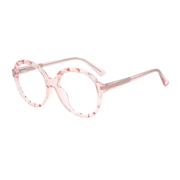 round transparent-pink eyeglasses