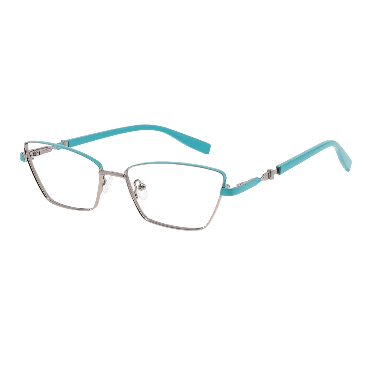 Gwenda - Cat-eye Silver-Green Glasses for Women