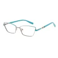 Gwenda - Cat-eye Silver-Green Glasses for Women
