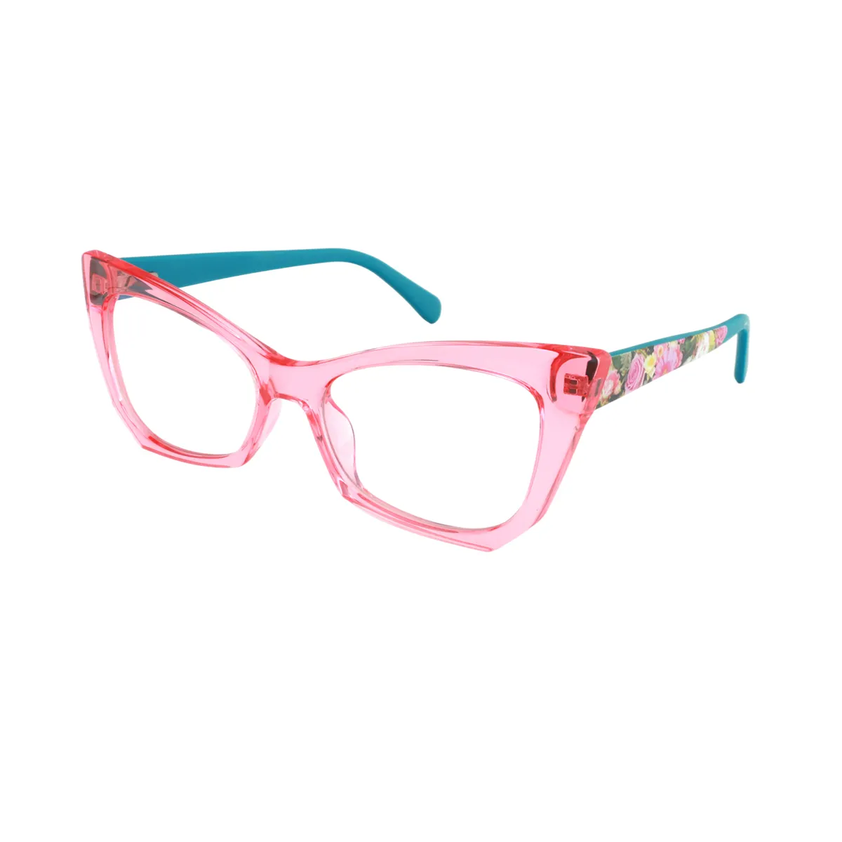 Frederica - Cat-eye Transparent-Pink Glasses for Women