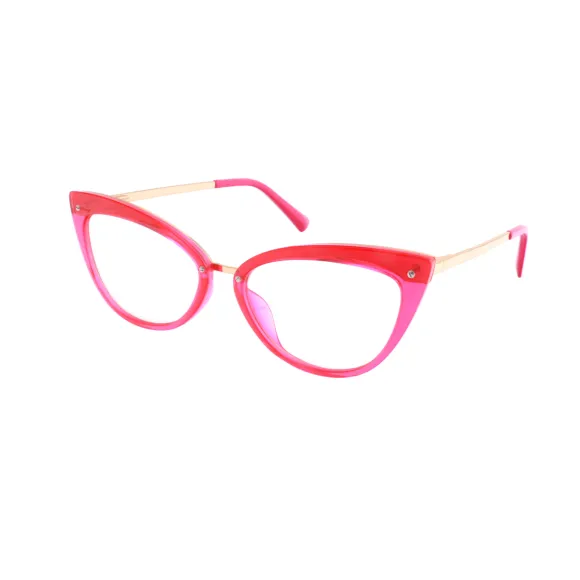 cat-eye transparent-red eyeglasses
