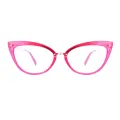 Flossie - Cat-eye Transparent-Red Glasses for Women