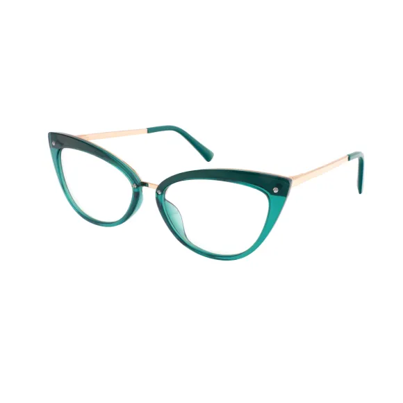 cat-eye transparent-green eyeglasses