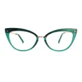 Flossie - Cat-eye Transparent-Green Glasses for Women