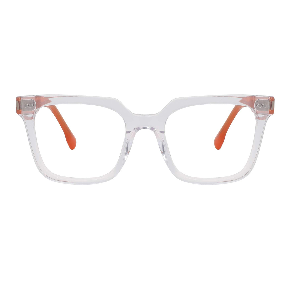 square transparent-orange eyeglasses