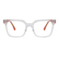 Laurie - Square Translucent-Orange Glasses for Men & Women