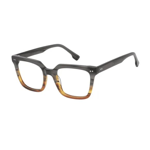 square gray-brown eyeglasses