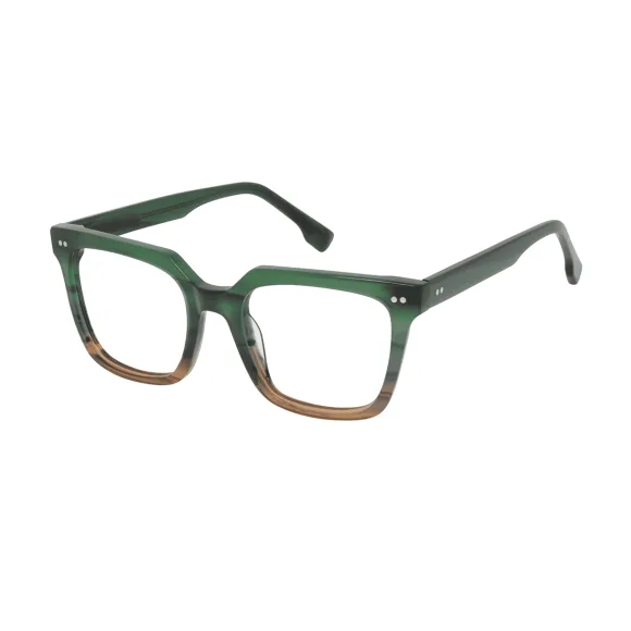 square green-brown eyeglasses
