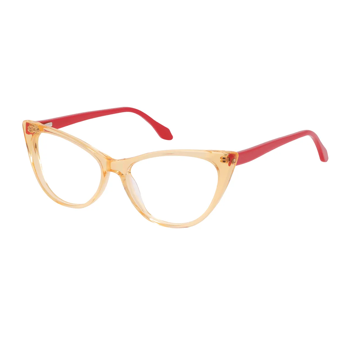 Angelica - Cat-eye Yellow-Red Glasses for Women