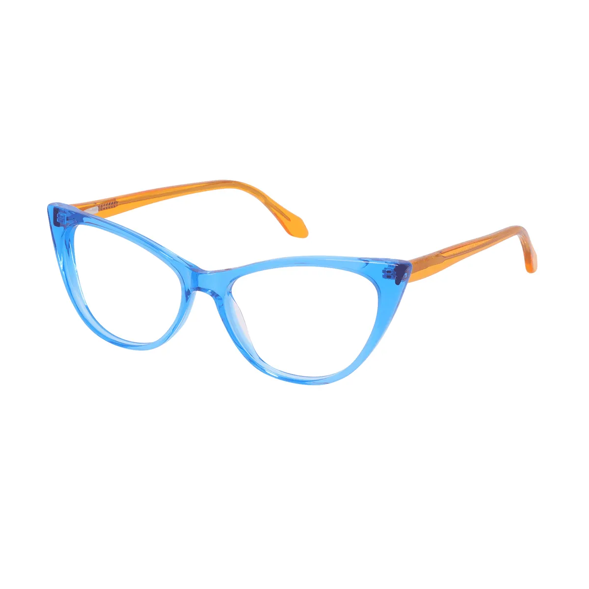 Angelica - Cat-eye Blue-Yellow Glasses for Women