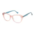 Faustina - Cat-eye Transparent Pink-Blue Glasses for Women