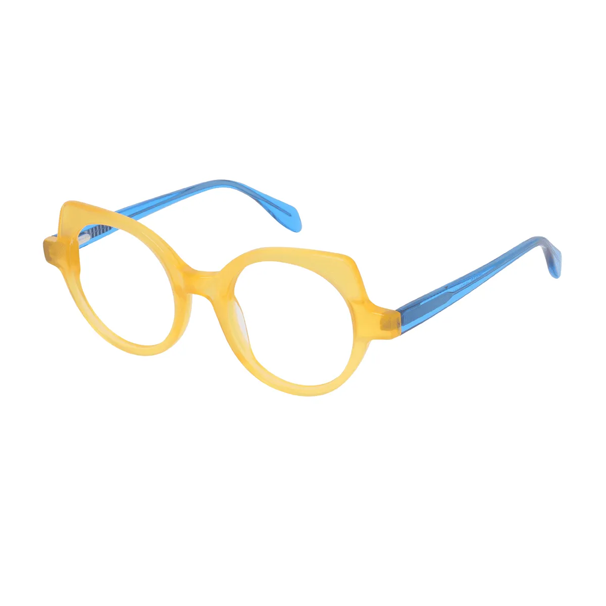 Molina - Geometric Yellow-Blue Glasses for Women