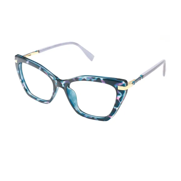 cat-eye blue-tortoiseshell eyeglasses