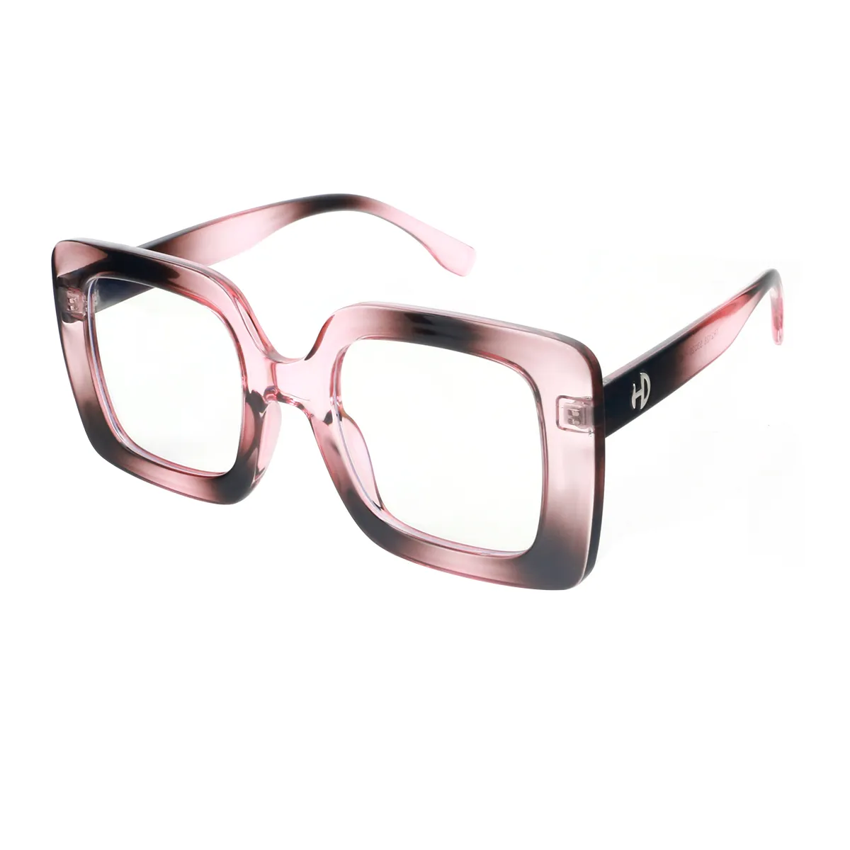Dahlia - Square Transparent-Pink Glasses for Women