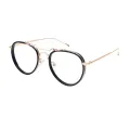 Delia - Oval Black-Golden Glasses for Women