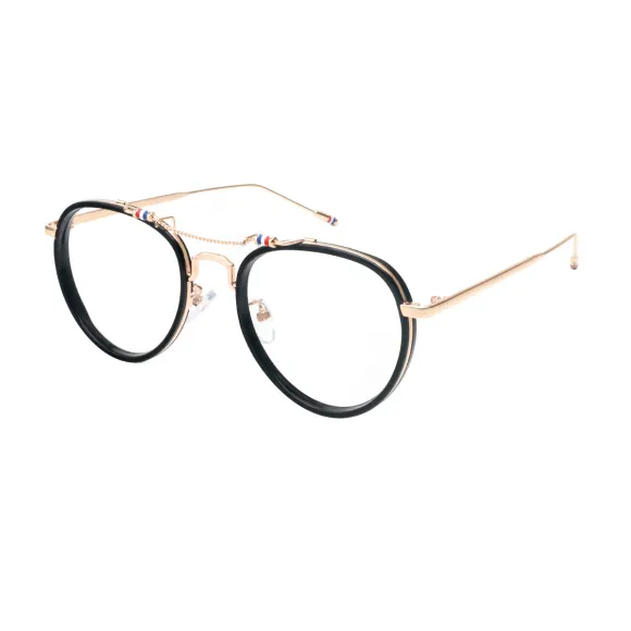 oval black-golden eyeglasses