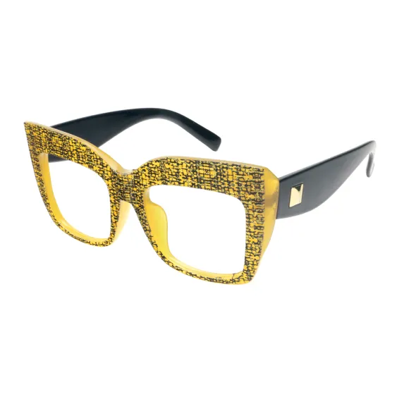 square yellow-black eyeglasses
