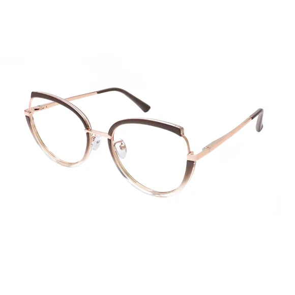 round brown-white eyeglasses