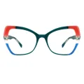 Hubris - Cat-eye Green-Red Glasses for Women