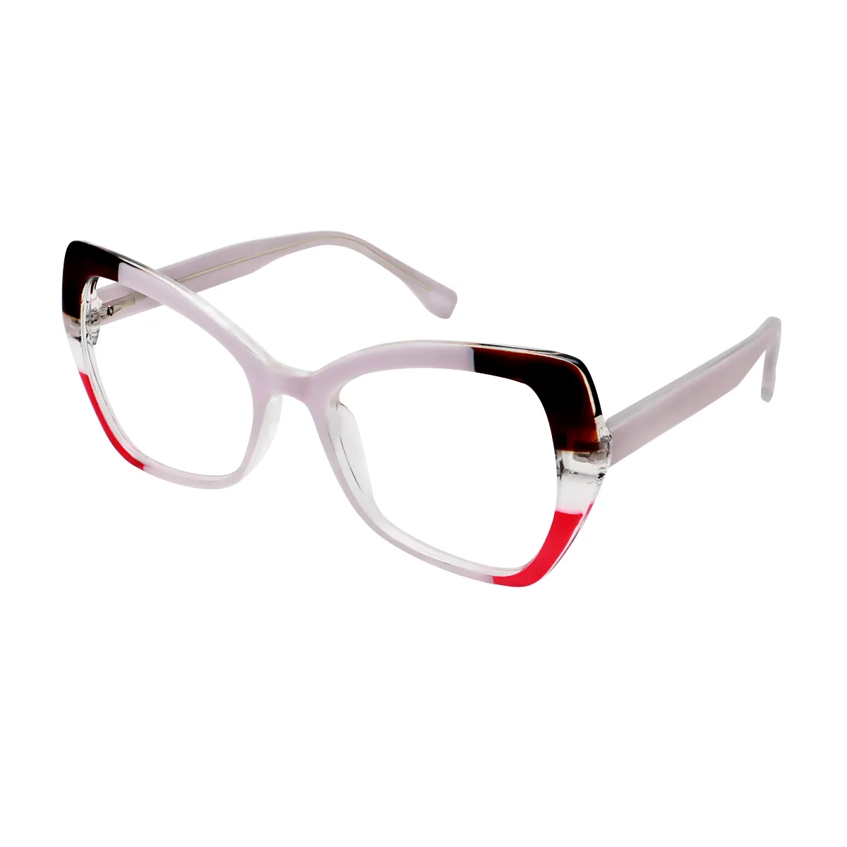 Hubris - Cat-eye Pink-Brown Glasses for Women