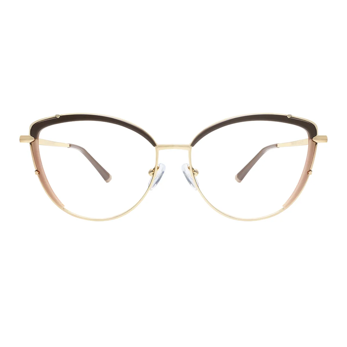 Fashion Square Brown-Gold  Eyeglasses for Women