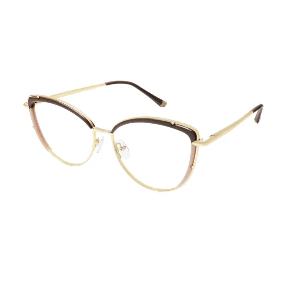 cat-eye brown-gold eyeglasses