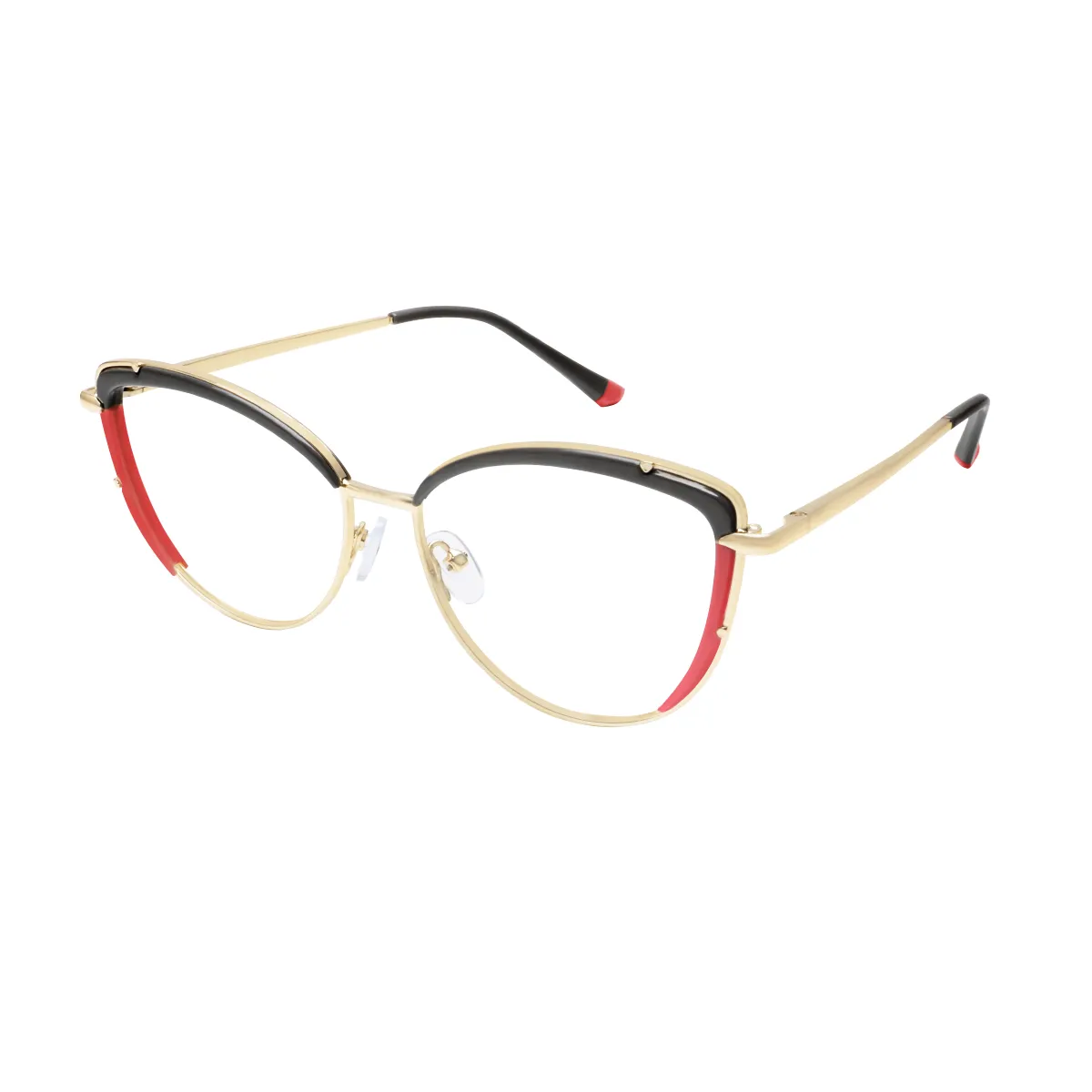 Luca - Cat-eye Black-Red Glasses for Women